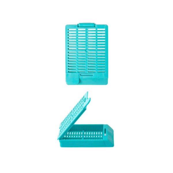 Hinged Tissue Cassette, aqua